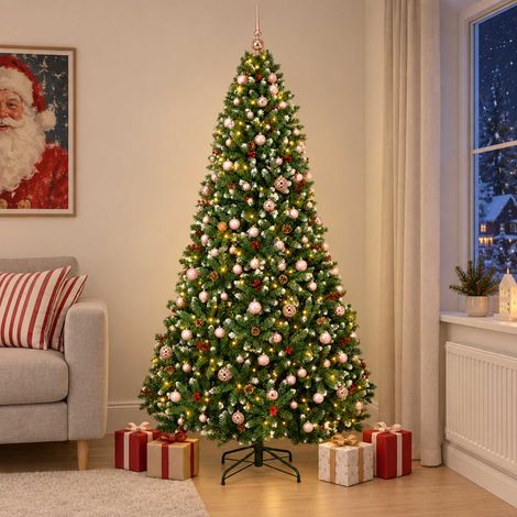 vidaXL Árbol de Navidad artificial verde con bolas 210 cm 300 LED (1/5)