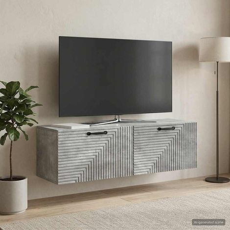 Wandmontierter TV-Schrank Betongrau 98 x 31 x 30 cm (1/5)