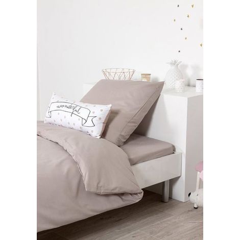 Drap Housse - COTE DECO - 90x190 cm - Polycoton 52 fils/cm² - Couleur taupe - Bonnet 25 cm