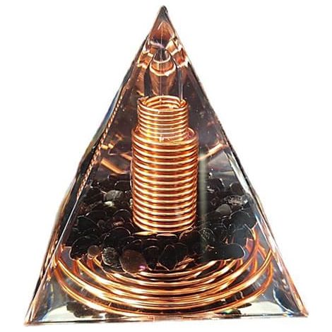Pyramide spirale en gravier de cristal de 6 cm, décoration artisanale en fil de cuivre spiralé (1/5)