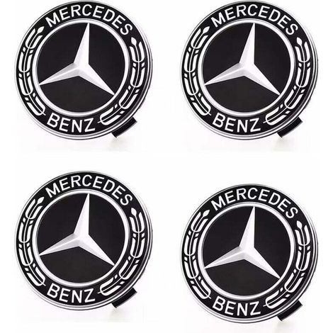 75mm wheel center caps for Mercedes Benz – Set of 4 – ABS plastic and aluminum – Replacement for worn wheel trims (1/5)
