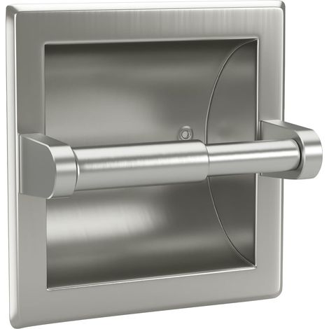 Porte-papier toilette intégré, distributeur de papier toilette mural en acier inoxydable, conception intégrée pour salle de bain avec support de fixation, distributeur de papier toilette mural commerc (1/5)