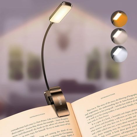 Wiederaufladbare Leselampe mit 9 LEDs fürs Bett – 3 augenschonende Farbtemperaturen, stufenlos einstellbare Helligkeit, 80 Stunden Akkulaufzeit. Kleine, leichte Klemmleuchte. (1/5)