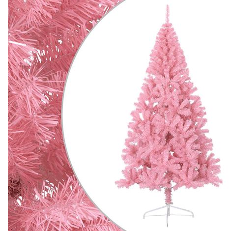 Demi Sapin de Noël Arbre de Noël artificiel avec support Rose 210 cm PVC (1/5)
