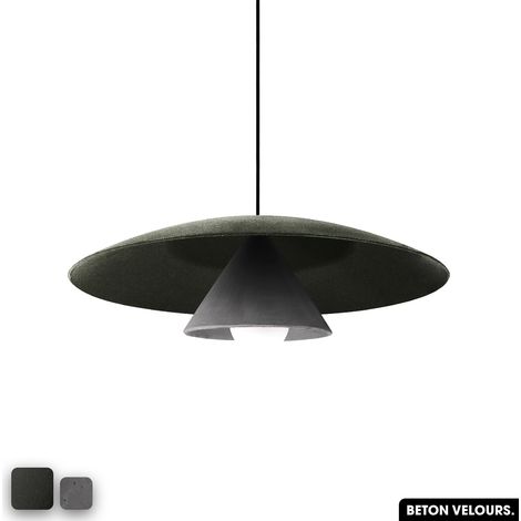 Lampe de suspension en béton velours - OLEMI VELVET CONCRETE OLIVE - ANTHRACITE (1/3)