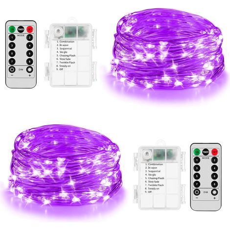 Guirlande Lumineuse - 50 LED - 4,88 M - Alimentation Piles - Étanche IP44 - Télécommande Incluse - Lot de 2 (1/5)