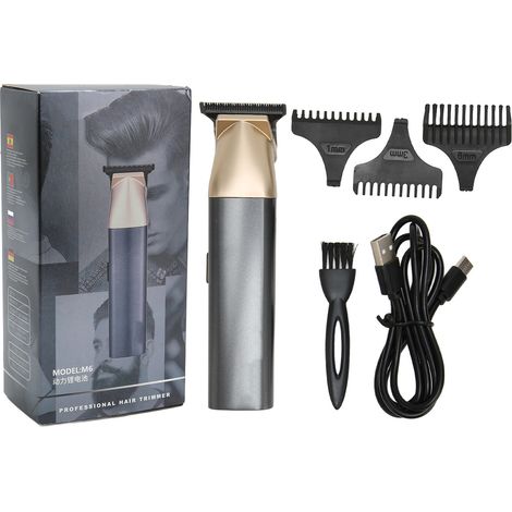 Tondeuse à cheveux électrique lame en T professionnelle rechargeable USB 1500mAh, faible vibration et bruit réduit, coupe-cheveux précise (1/5)