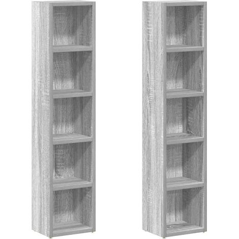 Set di 2 armadietti per CD moderni porta CD 21 x 16 x 93,5 cm in legno multistrato grigio sonoma 020048151