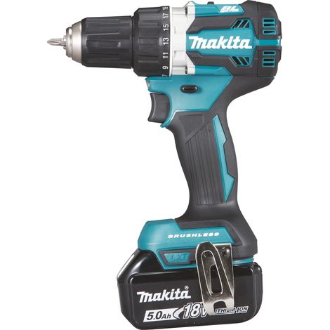 Makita – Perceuse-visseuse sans fil 18V DDF484RTE – 2 batteries 5.0Ah – Moteur Brushless – Couple 54Nm pour perçage bois dur et métal – Coffret de transport (1/6)