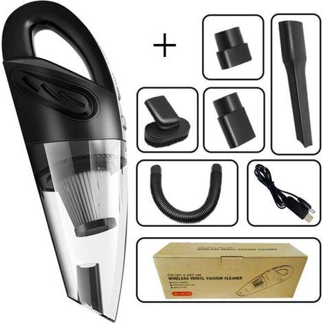 Aspirateur à Main sans Fil 7.2V - Puissant 120W Voiture - Silencieux Batterie USB Rechargeable - Humide et Sec - Noir (1/4)
