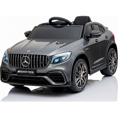 Auto Elettrica Bambini Mercedes-Benz AMG GLC63S Coupé 12V con Licenza Ufficiale Doppio Motore 35W Telecomando Parentale Cintura di Sicurezza Luci LED USB MP3 Porte Apribili 3–5 km/h Grigio