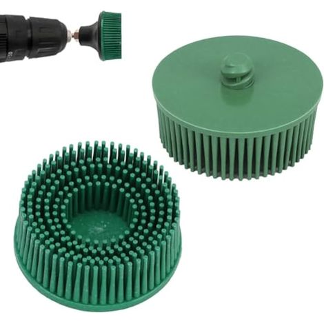 Disque à poils de 5 cm (2 pouces), grain 25 000 tr/min, disque abrasif à poils en carbure de silicium, disque de fixation pour le polissage, le nettoyage et l’élimination des revêtements tenaces (vert (1/5)