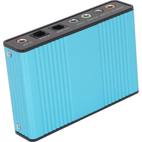 Carte son USB 6 canaux, fréquence d'échantillonnage de 48 kHz, lecture et enregistrement analogiques, carte son externe pour PC portable, bleue (1/5)