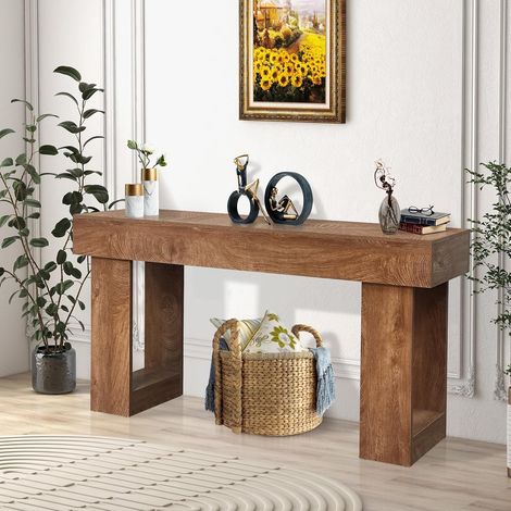 Console Étroite 160 cm Marron, Table d’Entrée Style Farmhouse (1/5)