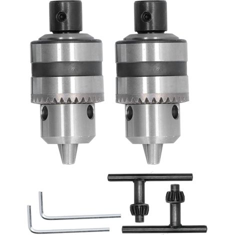 Set di 2 mandrini a 3 griffe per trapano – 1/2" – 1,5-10 mm – lega di alluminio – conversione chiave – tornio