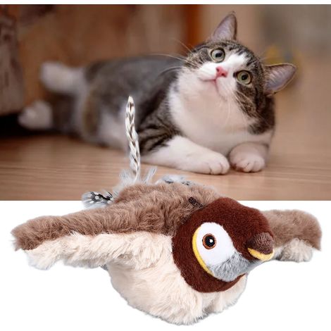 Jouet Oiseau pour Chat - [Marque] - Modèle USB 500mAh - Peluche Réaliste avec Ailes Battantes et Sonnerie, Capteur de Mouvement, Herbe à Chat Incluse (1/5)