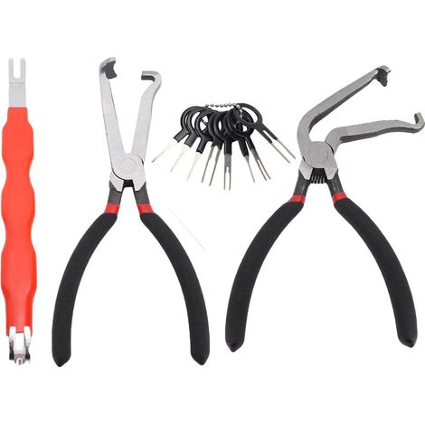 Set di quattro pinze taglia-connettori, strumento multifunzionale per riparazione e smontaggio auto, ergonomico, rosso. (1/5)