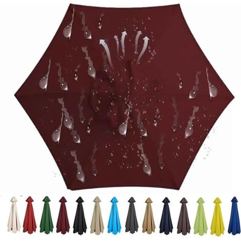 Ersatzdach für 6-Streben-Sonnenschirm, Polyestergewebe (200 cm, bordeauxrot) (1/4)