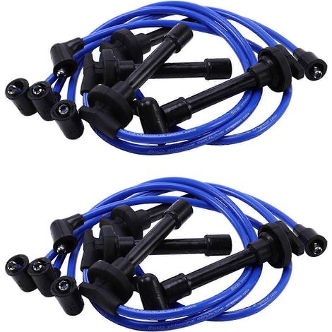 Kit cavi di accensione ad alte prestazioni (2 cavi) 32700-PTO-000, compatibile con Honda Civic Del Sol (1992-2002), blu (1/5)