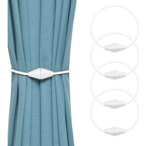 4er-Pack magnetische Vorhang-Raffhalter, handgefertigt, gewebtes Seil, praktisch und dekorativ für Zuhause und Büro (weiß)