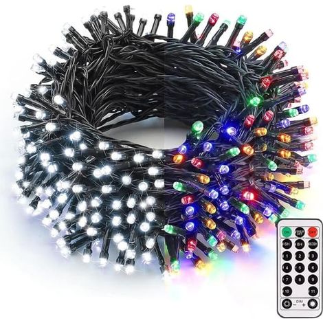 Guirlande lumineuse de Noël, 20 m, 200 LED, 11 modes d'éclairage à couleurs changeantes (blanc froid et multicolore), avec télécommande, minuterie et interrupteur de bout en bout. (1/5)
