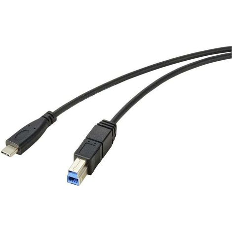 Câble USB USB 3.2 Gen1 USB-C® mâle, USB-B mâle 1.80 m noir blindage total RF-5720408 C875712 (1/3)