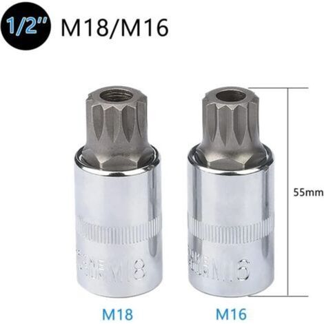 Coffret de douilles Torx 1/2", 3/8", 1/4" (filetage extérieur) – embouts 12 pans M4, M5, M6, M8, M10, M12, M14, M16, M18 – acier au chrome-vanadium – coffret de rangement