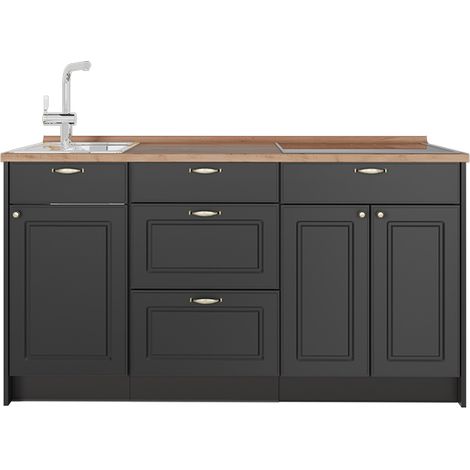 Cucine componibili piccole Fame-Line, Oro-antracite rustico, 150 cm, PL Rovere, Vicco (1/5)
