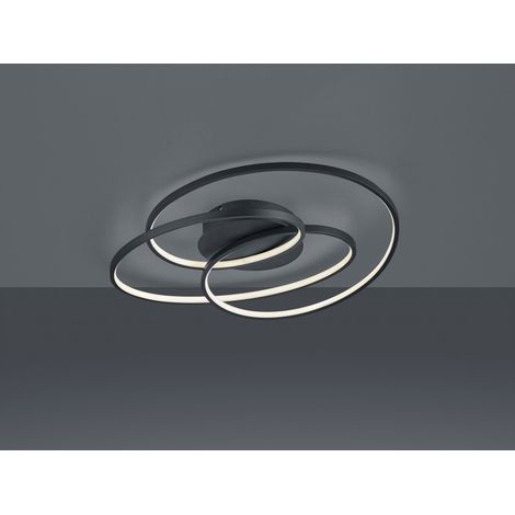 Gale Plafón 3 Círculos Led Negro Mate 38.5w Regulable L60 cm Trio Lighting