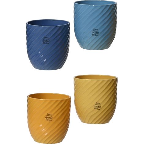 VASO IN GRES SMALTATO D.13,5XH13CM IN 4 COLORI (1/2)