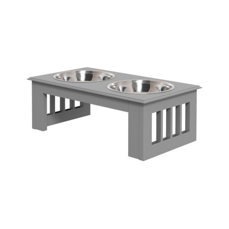 Gamelle pour chien antidérapante, 44 x 24 x 15 cm, grise, 0,9 L par gamelle