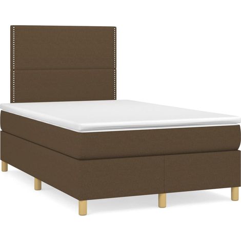 Maison Exclusive - Cama box spring con colchón tela marrón oscuro (1/5)