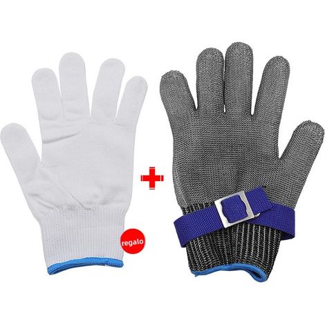 (S) Gants anti-coupures en acier inoxydable, gants de sécurité avec maille métallique (1/5)