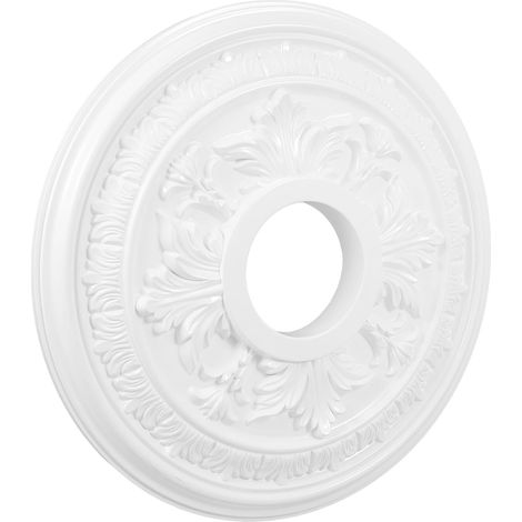 Médaillon de Plafond en Pu Blanc, Rosace de Lustre Traditionnelle Forte Durabilité, Style Élégant pour Décoration Commerciale et Bureau (1/5)