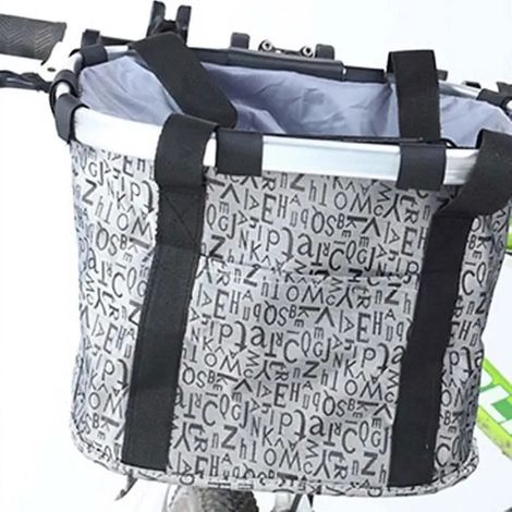 Panier de vélo en textile imperméable, sacoche de guidon avant pour vélos pliants, gris (1/4)