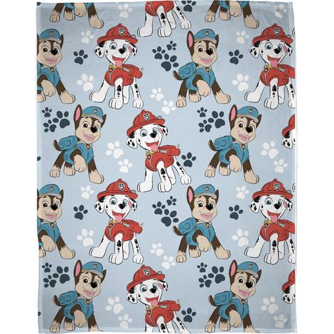 Character World Coperta in pile con licenza ufficiale Paw Patrol, super morbida e calda, design abbozzato blu con Marshall e Skye, perfetta per casa, camera da letto, campeggio e pigiama party (1/4)