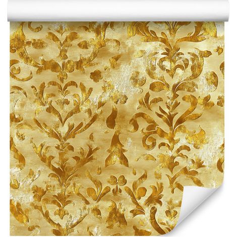 Carta da parati color oro anticato: oro, giallo, crema e beige, 50x1000 cm. (1/5)
