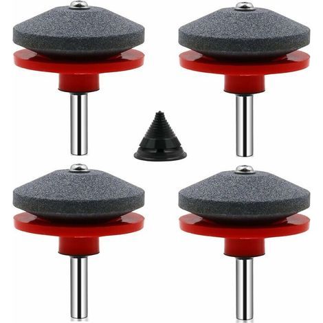 4 Pièces Affuteur Lame Tondeuse Gazon Universel Aiguiseur de Tondeuse Accessoires pour Tondeuses avec 1Pcs Kit D'équilibrage de Lame,50 x 47mm (1/4)