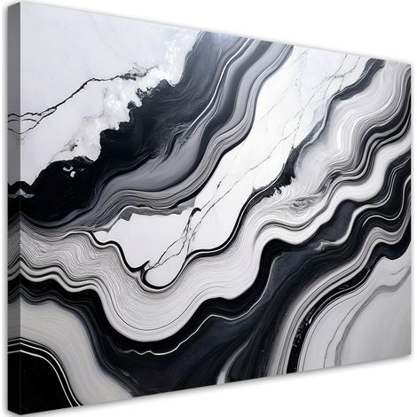 Tableau déco Marbre noir et blanc abstrait 90x60 (1/5)