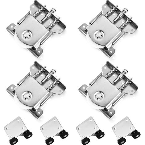 4 Pièces Roulette Porte Coulissante Placard, Kit Porte Coulissante Pour Armoires Placard, Blanc Galvanisé Anticorrosion- Pour Portes Coulissantes (1/5)
