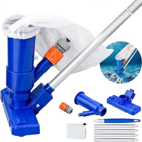 Aspirateur de piscine, kit d'aspirateur de fond de piscine avec tige télescopique en aluminium, brosse d'aspiration et raccord pour tuyau d'arrosage. (1/5)