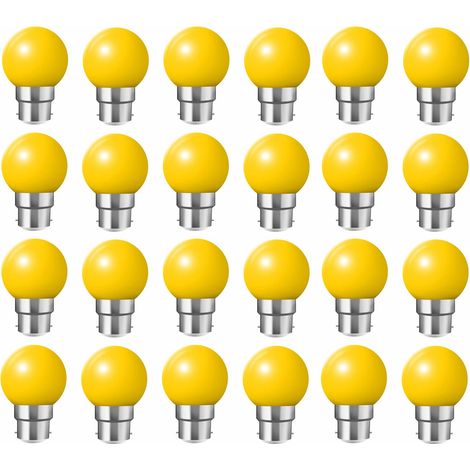 Lot de 24 Ampoules LED B22 2W (équivalent 20W) Couleur Jaune, 220-240V, Baïonnette, pour Guirlande LED, Décoration Maison, Bar, Fête, Ambiance