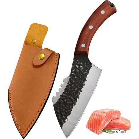 kitchen Chef knife Meat knife Handmade Forged High carbon steel fish knife with leather case (1/5)