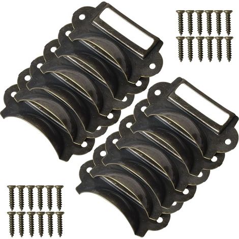 Poignée de Coquille Fer Bouton de Porte avec Vis Cadre Étiquette de Nom Porte Étiquettes en Métal Poignées de Tirage pour Tiroir Armoire Cuisine Placard
