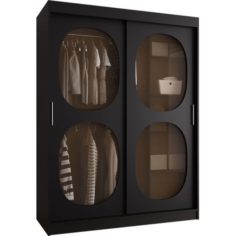 Armario Hartford 527, Negro, 200x150x62cm, Puertas de armario: Correderas, Número de estantes: 0