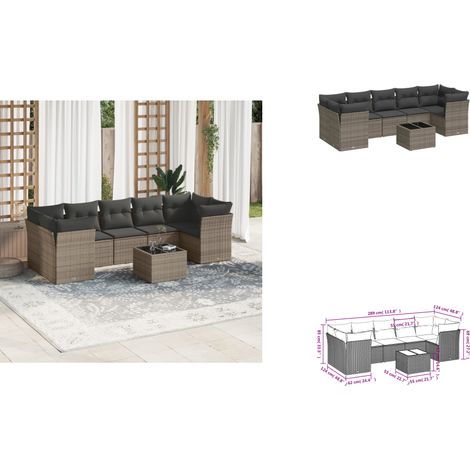 8-tlg. Garten-Sofagarnitur mit Kissen Grau Poly Rattan - Gartenmöbel - Esszimmergarnituren - Outdoor Möbel - Rattan Sofa - Lounge Set (1/3)