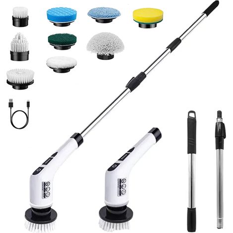 Nettoyeur électrique, Brosse de nettoyage électrique sans fil, Nettoyeur de douche avec 9 têtes de brosse remplaçables, brosse de nettoyage puissante (1/5)
