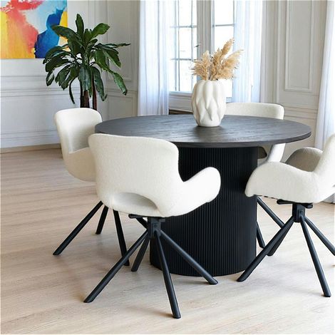 Table à manger ronde effet bois foncé ø120 cm MATERA (1/2)