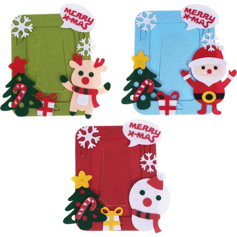 Ensemble de Matériaux pour Cadre Photo de Noël en Tissu Non Tissé Rouge, Design Bonhomme de Neige, Kit DIY pour Décoration Unique de Maison Pendant Fêtes (1/5)