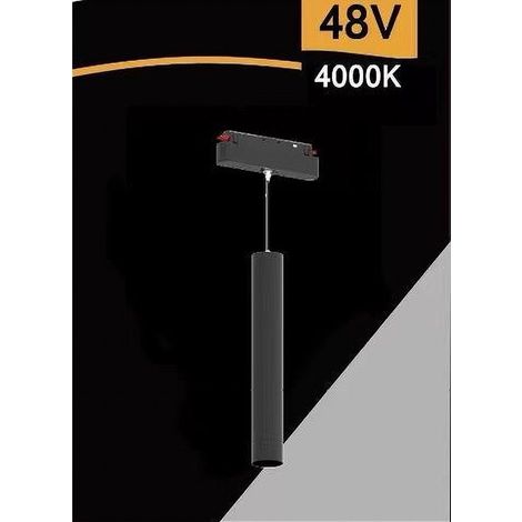TrAdE Shop Traesio - Faretto Led A Cilindro 8w Nero Per Binario Magnetico 48v Luce 3000k 4000k Cob-40 - -Bianco Naturale - (1/5)